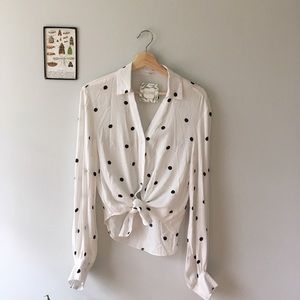 NWT Ecovibe apparel cropped polka dot blouse